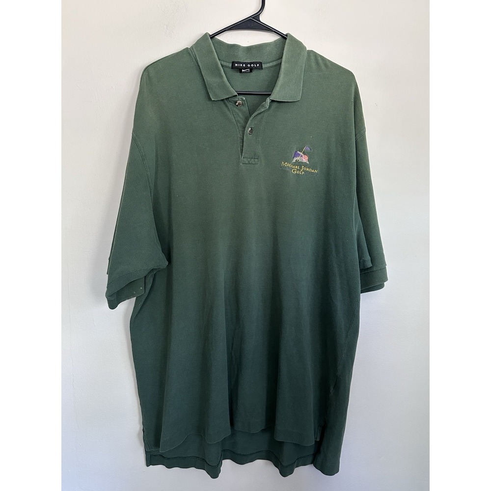 [PINHOLE]‎ Vintage Nike Michael Jordan Golf Green Polo Shirt Size XL TALL